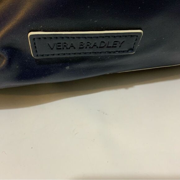 VERA BRADLEY Drawstring Backpack In Navy Blue Faux Leather Vegan - Picture 2 of 12